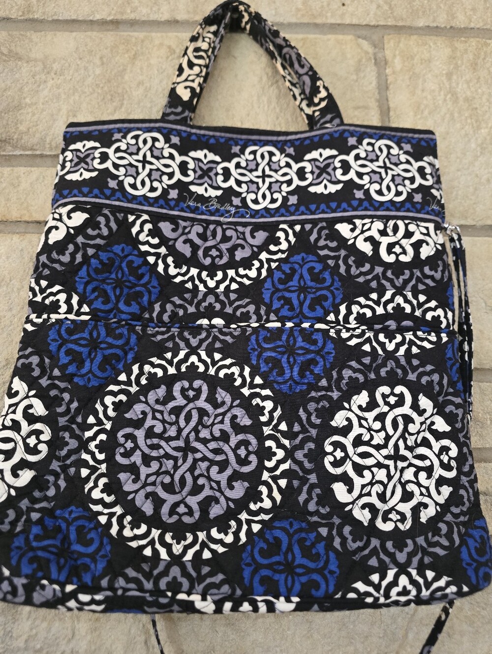 Vera Bradley Tote Bag in Retired Canterberry Cobalt Pattern - Picture 3 of 8
